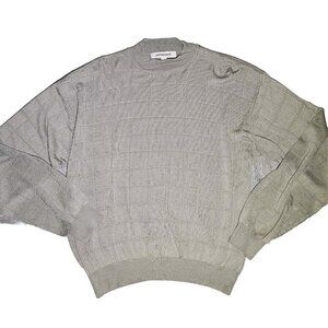 Pronto-Uomo Mens Silk Sweater Beige XL Tan Mock Neck Knit Pullover Golf Casual